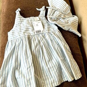 H&M toddler dress with matching hat. Size 12 months. NWT New with tags